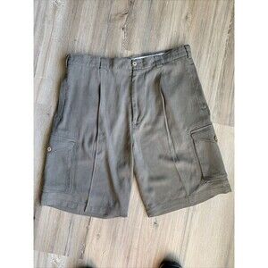 WfF 100% Silk Khaki Men’s Golf Resort Pleated Cargo pocket Shorts Size 36